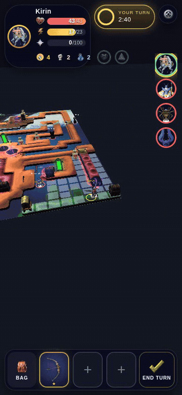 Tapping a monster to see which attacks can reach it