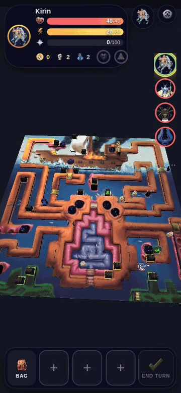 Tapping a treasure chest, then dropping onto it