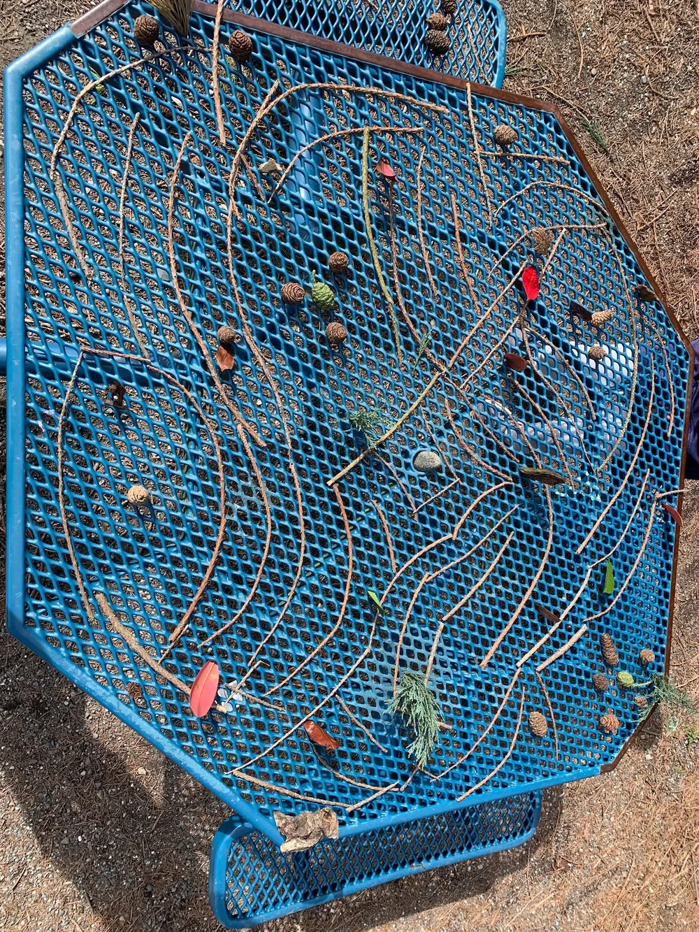 The paper prototype of UFB laid out on a picnic table